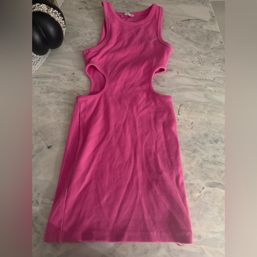 ZARA Pink Sleeveless Cut-Out Dress